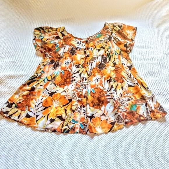 Cato Woman Floral Print Pleaded Top Sz 18-20 - Picture 2 of 8